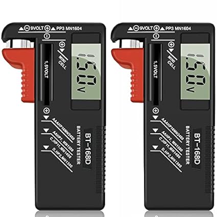 Greluma 2023 Digitaler Batterietester für AAA AA C D 9V 1,5V Knopfzellen - Universal Batterieprüfer ohne Betriebsbatterie