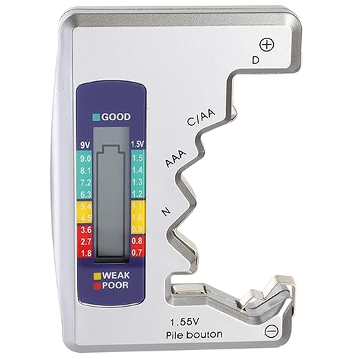Bestgle Digitaler Batterietester LCD-Display für AA AAA C D 9V Knopfzellen 1.5V Universal Batterieprüfer