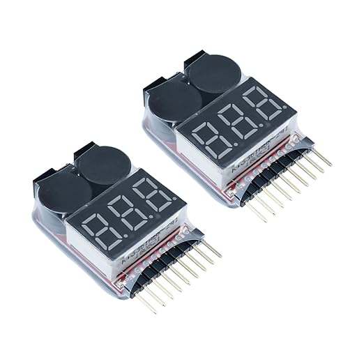 Voktta Batterietester 1-8s Lipo Monitor mit LED-Anzeige und Niederspannungssummer Alarm für Lipo/Li-Ion/LiMn/Li-Fe-Akkus, 2 Stück – VOKTTA