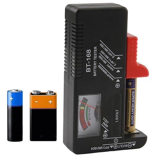 JRILUO Digitaler Batterietester für AA, AAA, C, D, 9V & 1.5V Knopfzellen - Präzises Messgerät für Haushalt & Profi