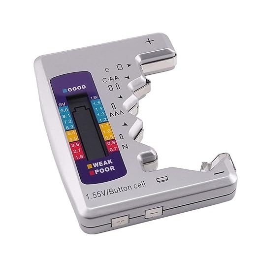 Gain Express Holdings Ltd. Gain Express Batterietester 710-110 Universal für AA, AAA, C, D, N, 9V & Knopfzellen mit LCD-Ladezustandsanzeige