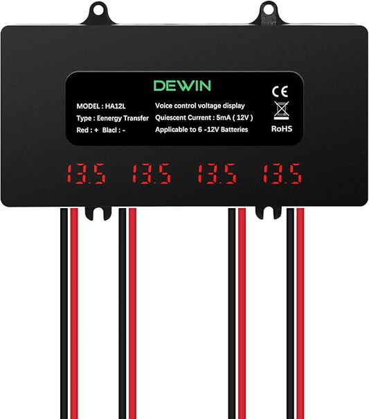 N/A Batterie Balancer 48V mit Digitalanzeige für Blei-Säure/Lithium-Batterien – 4x12V Equalizer für Auto, Boot, Solar – QBBICXRQR-D110492X02