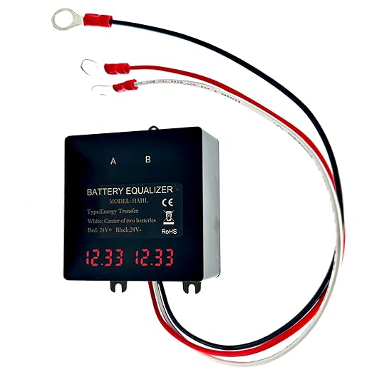 SiRyder Batterie-Equalizer 24V 2x12V mit LED-Anzeige, IP67 wasserdicht, Verpolungsschutz, 12V für Solar & E-Autos