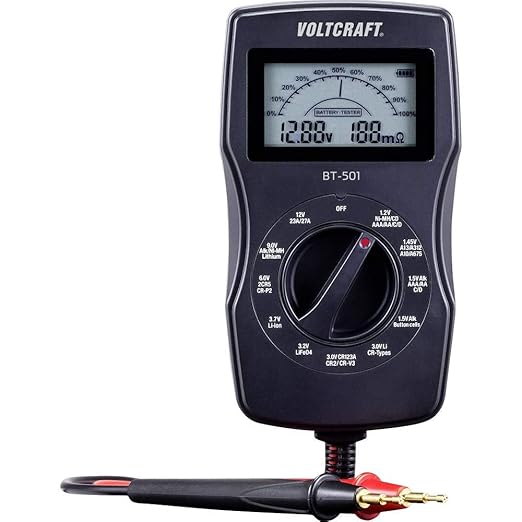 VOLTCRAFT Batterietester BT-501 für 1,2V bis 12V Batterien & Akkus - Spannung, Leistung & Innenwiderstand prüfen