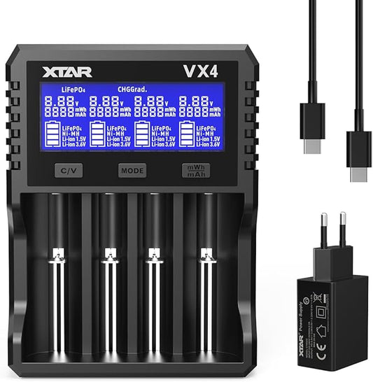 ShenZhen XTAR Electronics Co., Ltd XTAR VX4 Batterieladegerät und Kapazitätsprüfer für 1,5V/3,6V/3,7V Li-Ion, 3,2V LiFePO4, 1,2V Ni-MH Akkus