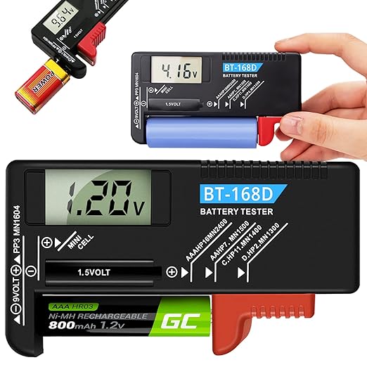 Retoo M00X Digitaler Batterietester für AAA, AA, CR, Knopfzellen 1.5V-9V mit LCD-Display