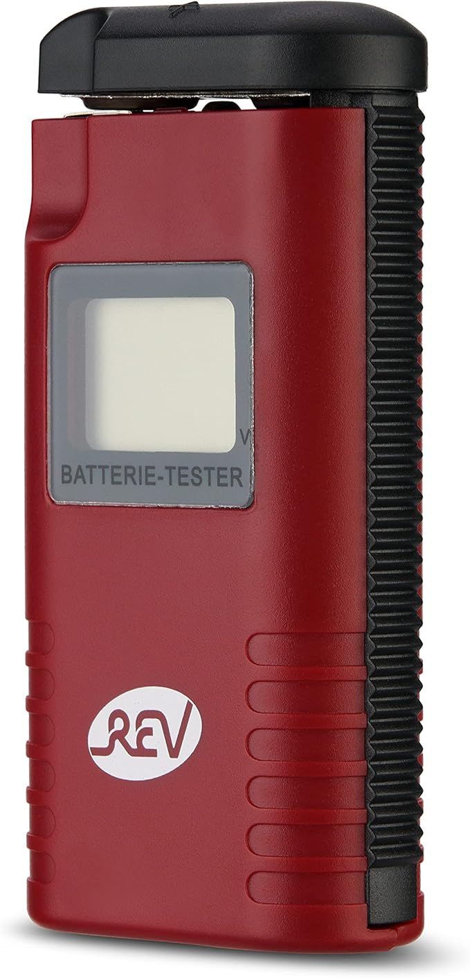 REV Ritter GmbH Batterietester für 1,2V 1,5V 3V 9V Batterien - AAA, AA, C, D, Knopfzellen, PP3 mit LCD Display – 0037329012