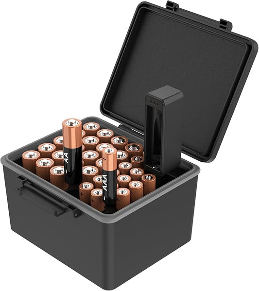 Shenzhen JinJiaCheng Photography Equipment Co., Ltd. Shenzhen JinJiaCheng JBC-34AK-HF Batterietester-Organizer mit abnehmbarem Prüfer für 20 AA & 14 AAA Batterien, wasserabweisend