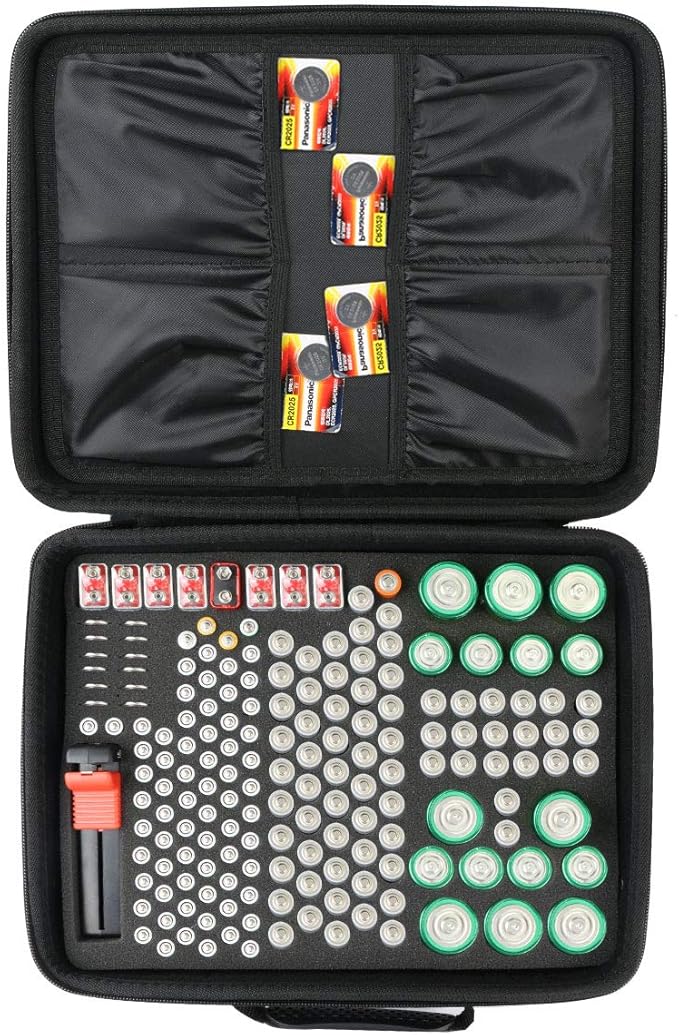 Khanka Batterietester BT168 mit Aufbewahrungsbox für 178 Batterien AAA AA C D 9V - Hartschalenetui mit Handschlaufe
