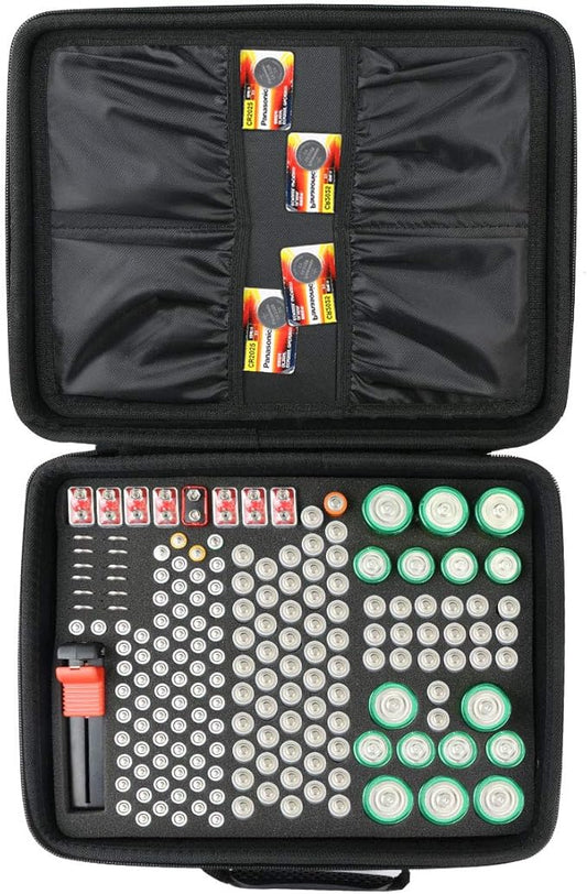 Khanka Batterietester BT168 mit Aufbewahrungsbox für 178 Batterien AAA AA C D 9V - Hartschalenetui mit Handschlaufe