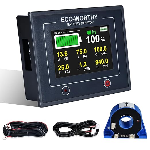 ECO-WORTHY ECO-NBM100V 200A Batteriemonitor 12V/24V/36V/48V, 3,5" Touchscreen Display mit Alarm für Solaranlagen & Wohnmobile
