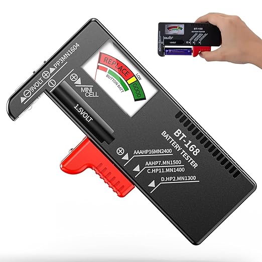 TaimeiMao Batterietester für AA AAA C D 9V 1,5V Knopfzellen - Analoganzeige, kein Batteriebedarf, universeller Akku-Checker – B0F5VLV3DT