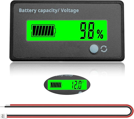 VooGenzek VGM-B01 Batterietester für 12V-48V Blei-Säure & Lithium, LCD-Kapazitäts-Voltmeter mit Klemmen