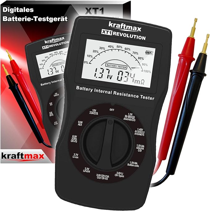 kraftmax Profi Batterietester XT1 Revolution V2 2020 - Akku- und Batterietestgerät mit Innenwiderstandsmessung