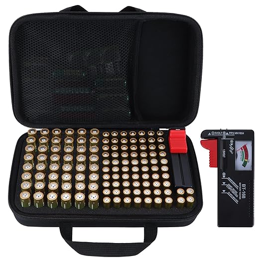 Peyyargo Y051 Batterie-Organizer Aufbewahrungsbox für 122 Batterien AA AAA C D 9V (ohne Batterien)