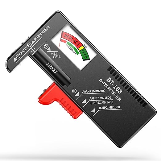 Dlyfull Batterietester für AA, AAA, C, D, 9V & 1,5V Knopfzellen – Akku Tester ohne Strom mit Farbanzeige – B0CZRQSDFF