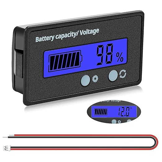N/A VooGenzek Batteriekapazitäts-Voltmeter Monitor, LCD-Display, DC 12V-72V für Blei-Säure- & Lithium-Batterien, Universeller Batterietester mit