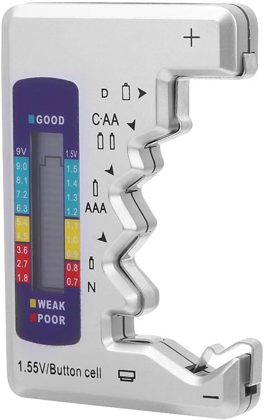 Walfront Batterietester ABS- LCD Digital für DC AA AAA 9V 1,5V Knopfzellen - Universal Batterieprüfer