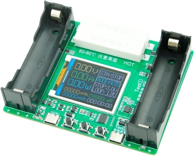 DollaTek ELA21985 18650 LCD-Batteriekapazitätstester mit Typ-C-Port, 128×64px Display