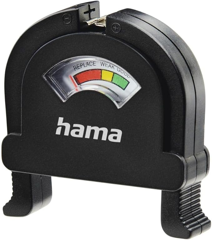 Hama Batterietester Universal für AA/AAA/C/D/9V/Knopfzellen - Messgerät für Einweg- & wiederaufladbare Batterien – 00223542