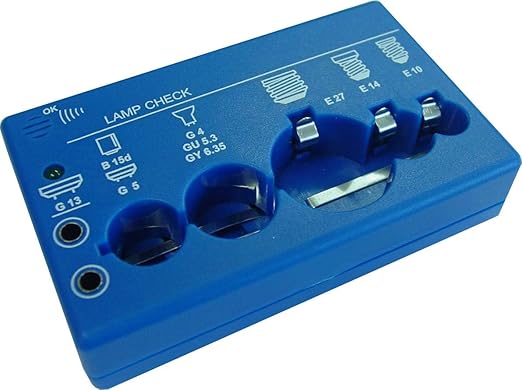 Uniprodukt AS91 Lampentester für Halogen & Glühlampen E10-E27 mit optischem/akustischem Signal, inkl. 9V Batterie