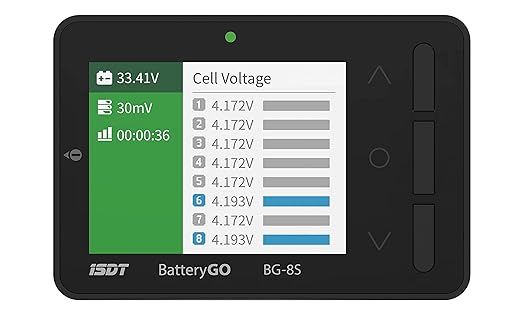 ISDT BG-8S Batterietester mit BattGO-Technologie für LiPo/LiFe/Li-ion/NiMH/NiCd, Zellenausgleich, Ladefunktion und Protokollanalyse
