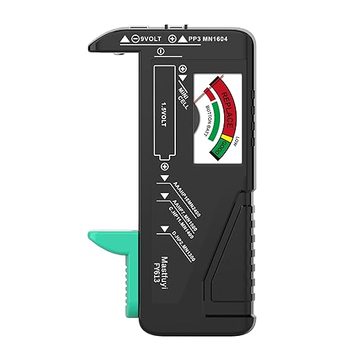 Mastfuyi FY613 Batterietester für 9V 1,5V AAA AA C D Knopfzellen - Universal-Batterieprüfer ohne Betriebsbatterie