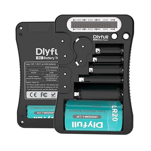 DLYFULL Universal Batterietester für AA AAA C D 9V CR123A CR2 CRV3 2CR5 CRP2 Knopfzellen mit LCD-Display