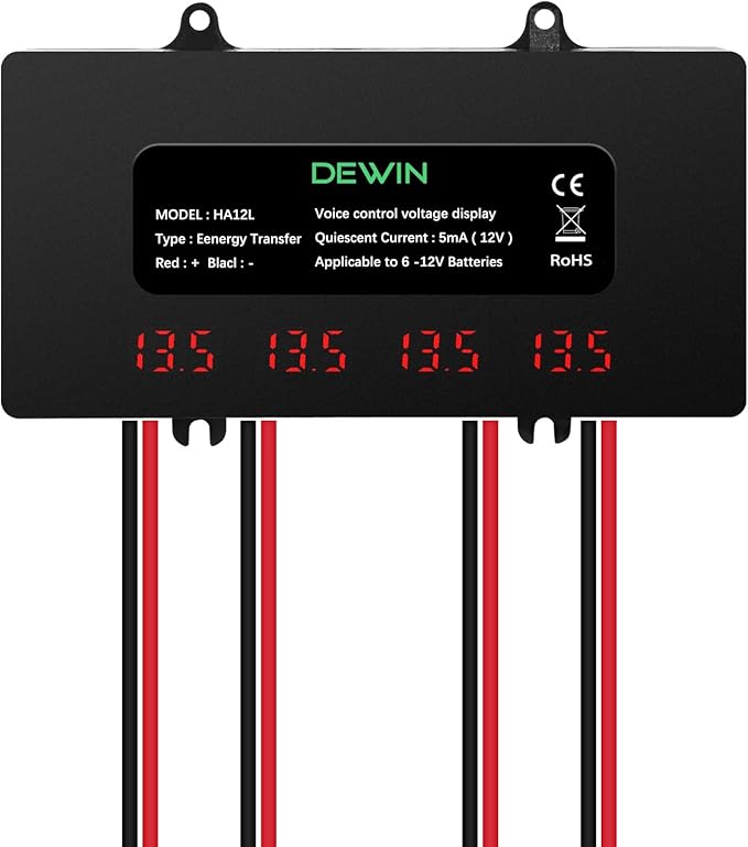 N/A Batterie Balancer 48V mit Digitalanzeige für Blei-Säure/Lithium-Batterien – 4x12V Equalizer für Auto, Boot, Solar – QBBICXRQR-D110492X02