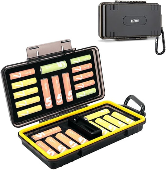 Shenzhen JinJiaCheng Photography Equipment Co., Ltd. Shenzhen JinJiaCheng Batterietester-Box für 14xAAA + 10xAA/14500 Akkus – mit Feuchtigkeitsschutz und Tester