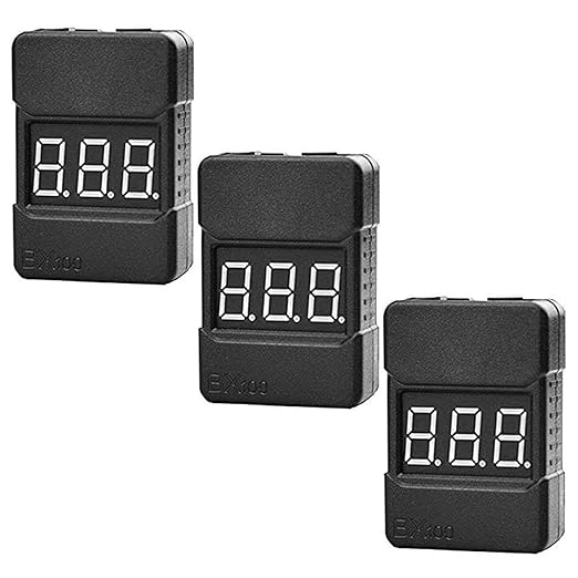 GERUI BX100 3 Stück 2-in-1 Lipo Batterietester 1-8s mit Summeralarm für RC-Drohnen Akkus