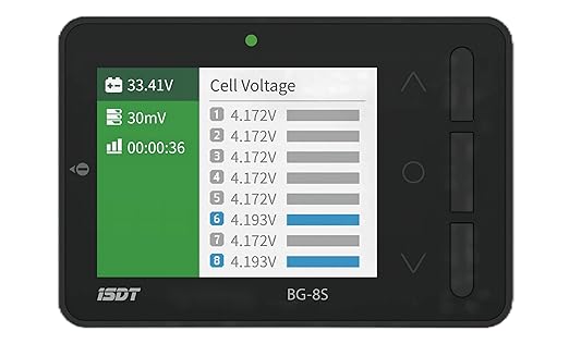 iSDT BG-8S Batteriekapazitätstester mit LCD Display, Balancer für LiPo/LiFe/Li-ion/NiMH/NiCd, Spannungsprüfer & Powerbank-Funktion