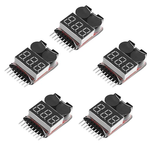 APKLVSR 1-8S Lipo Batterietester mit LED-Anzeige und Niederspannungsalarm für RC Akkus (5 Stück)