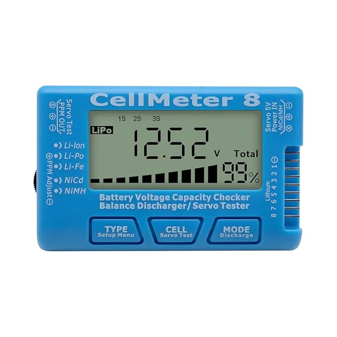 AYWHP Digitaler Batterietester für LiPo Li-Ion NiMH NiCd mit LCD-Hintergrundbeleuchtung, Spannungs- und Kapazitätsprüfer