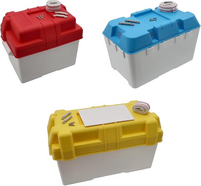 wellenshop Batteriekasten 8447 mit Deckel & Befestigungsgurt - 50-100 Ah, benzin- und säurebeständig, verschiedene Modelle