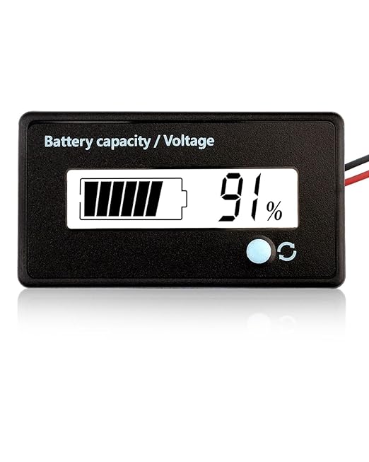 Voktta Batterietester 12V 24V 36V 48V 72V Kapazitäts- und Spannungsmesser mit Alarm für Blei-Säure und Lithium-Ionen-Batterien Weiß