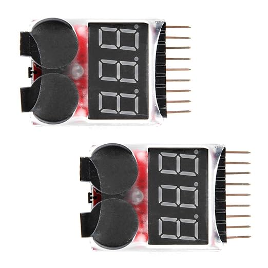 DollaTek 2 Stück Lipo Batterie Monitor Alarm Tester mit LED für 1-8S Lipo LiFe LiMn Li-Ionen Akku – 742548982430