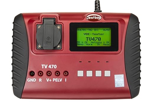 Testboy TV 470 VDE-Tester DIN 0701/0702/EN 62353 mit Barcodeleser, Protokollsoftware & DAkkS-Kalibrierzertifikat