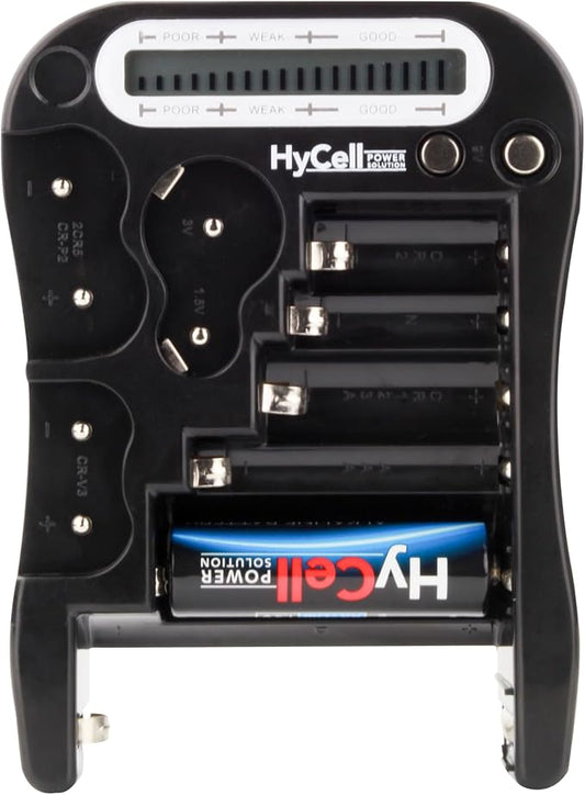 Ansmann HyCell Digital Batterietester 2016 für AAA, AA, C, D, 9V, Knopfzellen – LCD-Anzeige, Kapazitätsprüfung