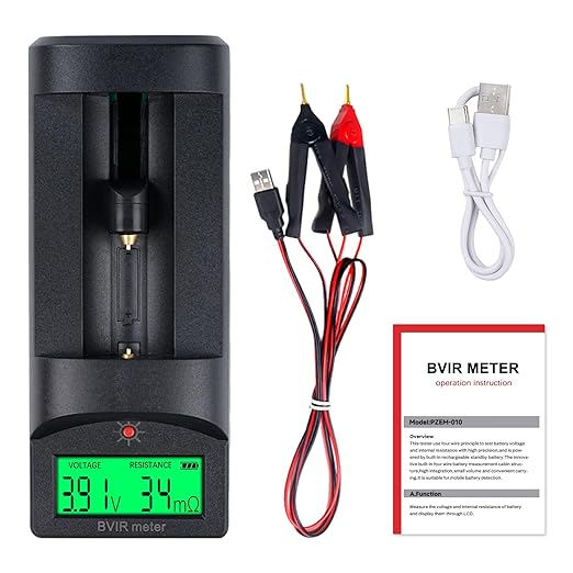 DEWIN RBCCAECRQ-GS99533 Batterie Innenwiderstandstester für Lithium, Blei-Säure, Kohle, Alkali & Knopfbatterien mit LCD-Display & Typ-C-Ladu