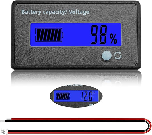 VooGenzek Batteriekapazitäts-Voltmeter Monitor LCD-Display für 12V 24V 36V 48V Blei-Säure & Lithium Batterien